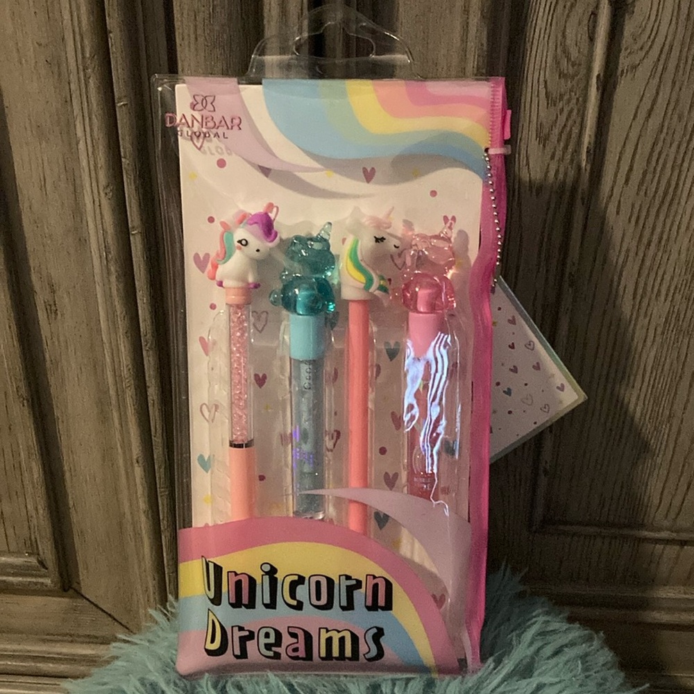 BRAND NEW UNICORN DREAMS INCLUDE 2 PENS 2 LIP GLOSS! NWT!